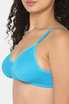 Naidu Hall Single Layered Non Wired Medium Coverage T-Shirt Bra - Blue Atoll — thumbnail 6